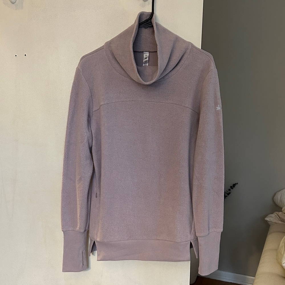ALO Yoga Lavender Cowl Neck Fleece Pullover- Size XS